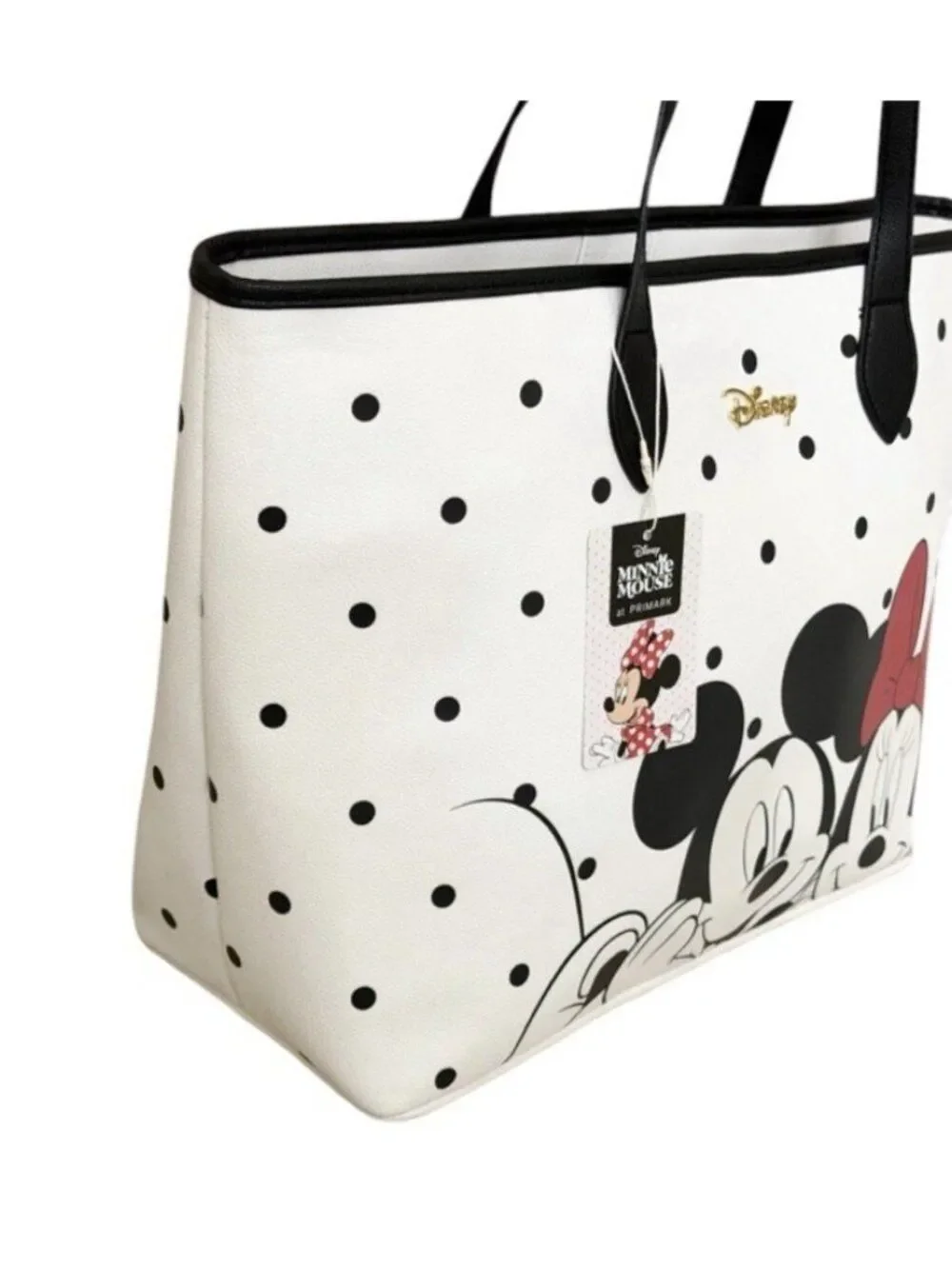 Disney Mickey & Minnie Mouse Faux Leather Large Polka Dot Tote Bag Primark NWT